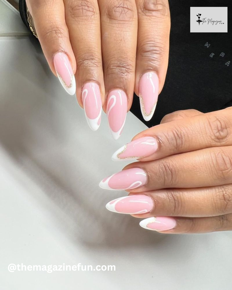 French Tip Nail Design with Swirls