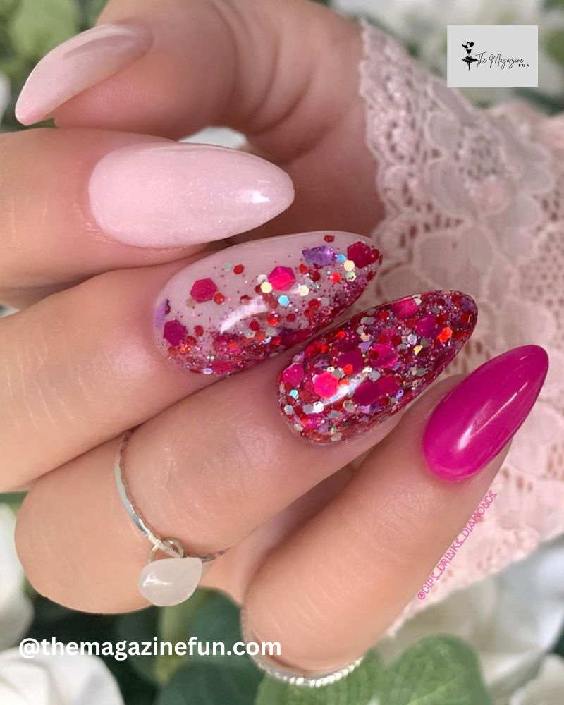 Pink nails with horizontal ombre
