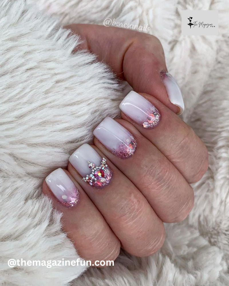 Metallic Milky White & Pink