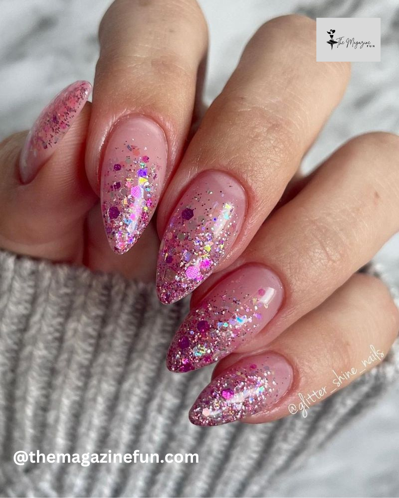 Glitter Ombre Stiletto Nails