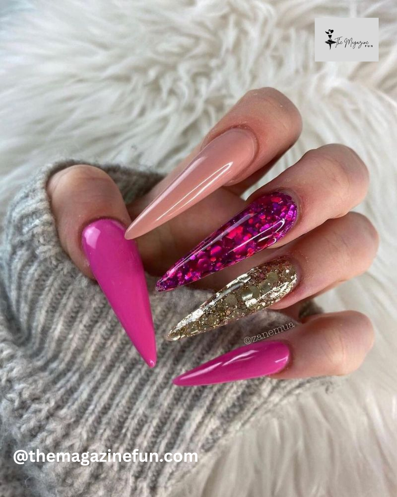 Long Stiletto Pink Nails